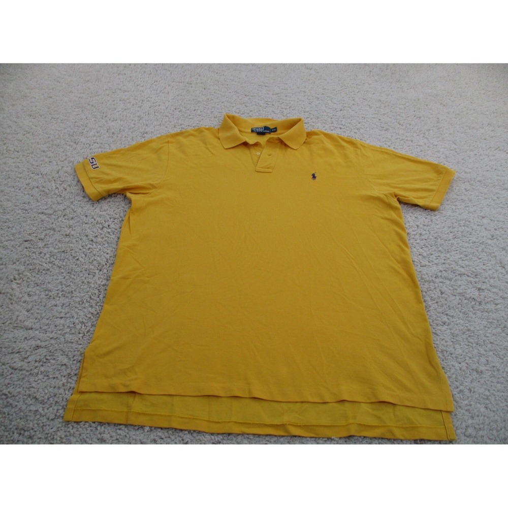 LSU Tigers Shirt Mens 2XL XXL Yellow Polo Ralph Lauren Purple Pony NCAA Football